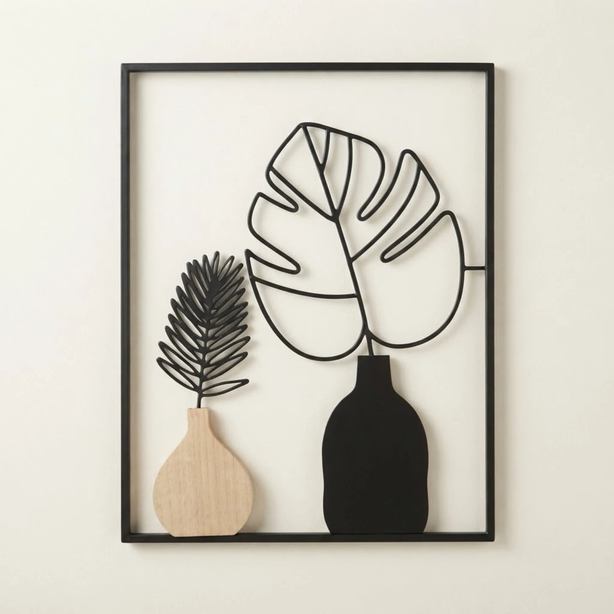metal wall frame 2 leaves rectangle black 23.5"x15.5" china