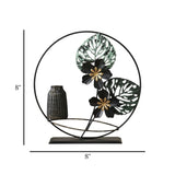 table decorative metal ring flower vase black 8"x8"china