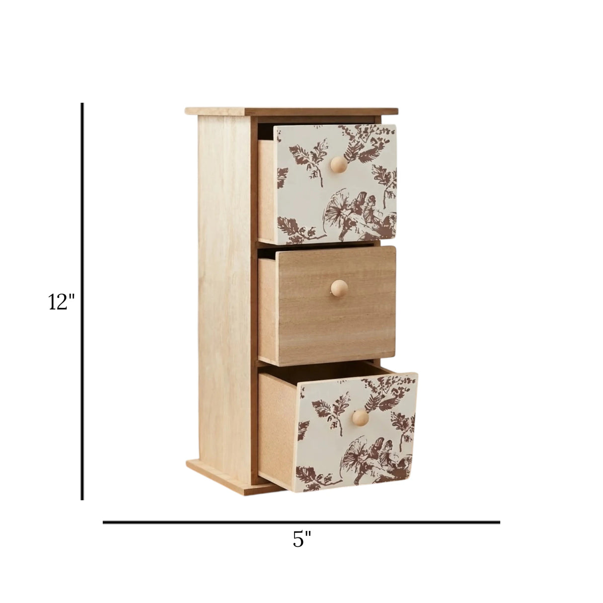 wooden 3 mini drawer white & skin 12"x5" china
