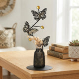 table decorative metal butterfly vase antique 8"x3.5" china