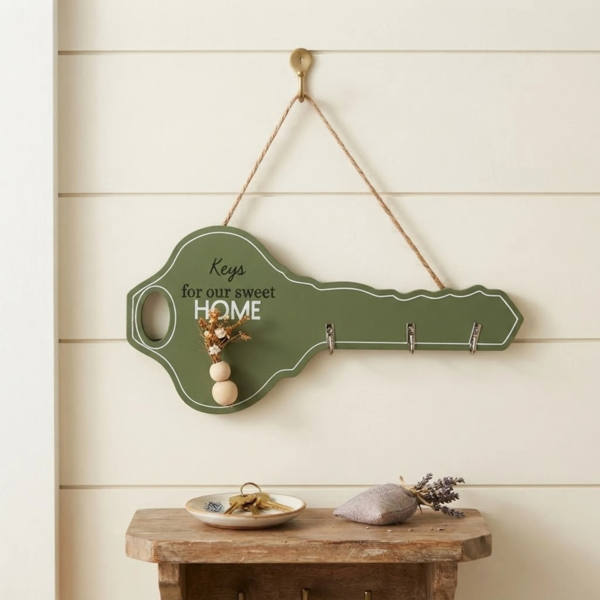 key hook wooden 3s green 5.5"x11.5" china