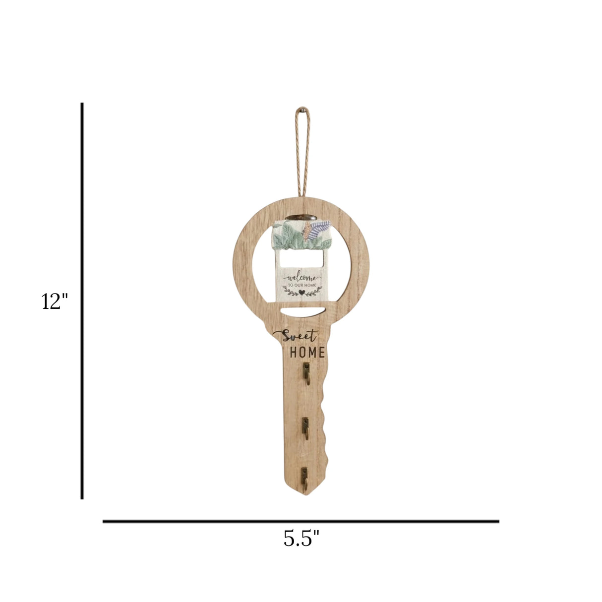 key hook wooden 3s skin 12"x5.5" china