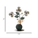 table decorative metal flower vase antique 8"x7.5" china