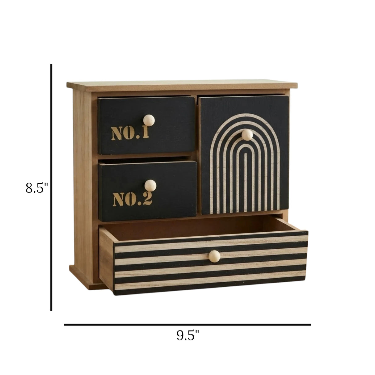 wooden 4 mini drawer black & skin 8.5"x9.5" china