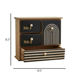 wooden 4 mini drawer black & skin 8.5"x9.5" china