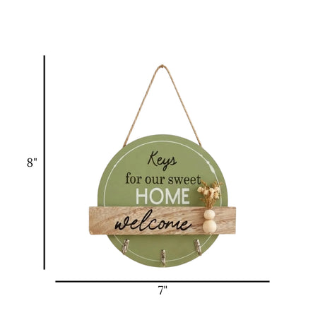 key hook wooden 3s circle green 7"x8" china