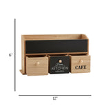 wooden 3 mini drawer & shelf black & white 6"x12" china