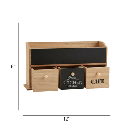 wooden 3 mini drawer & shelf black & white 6"x12" china