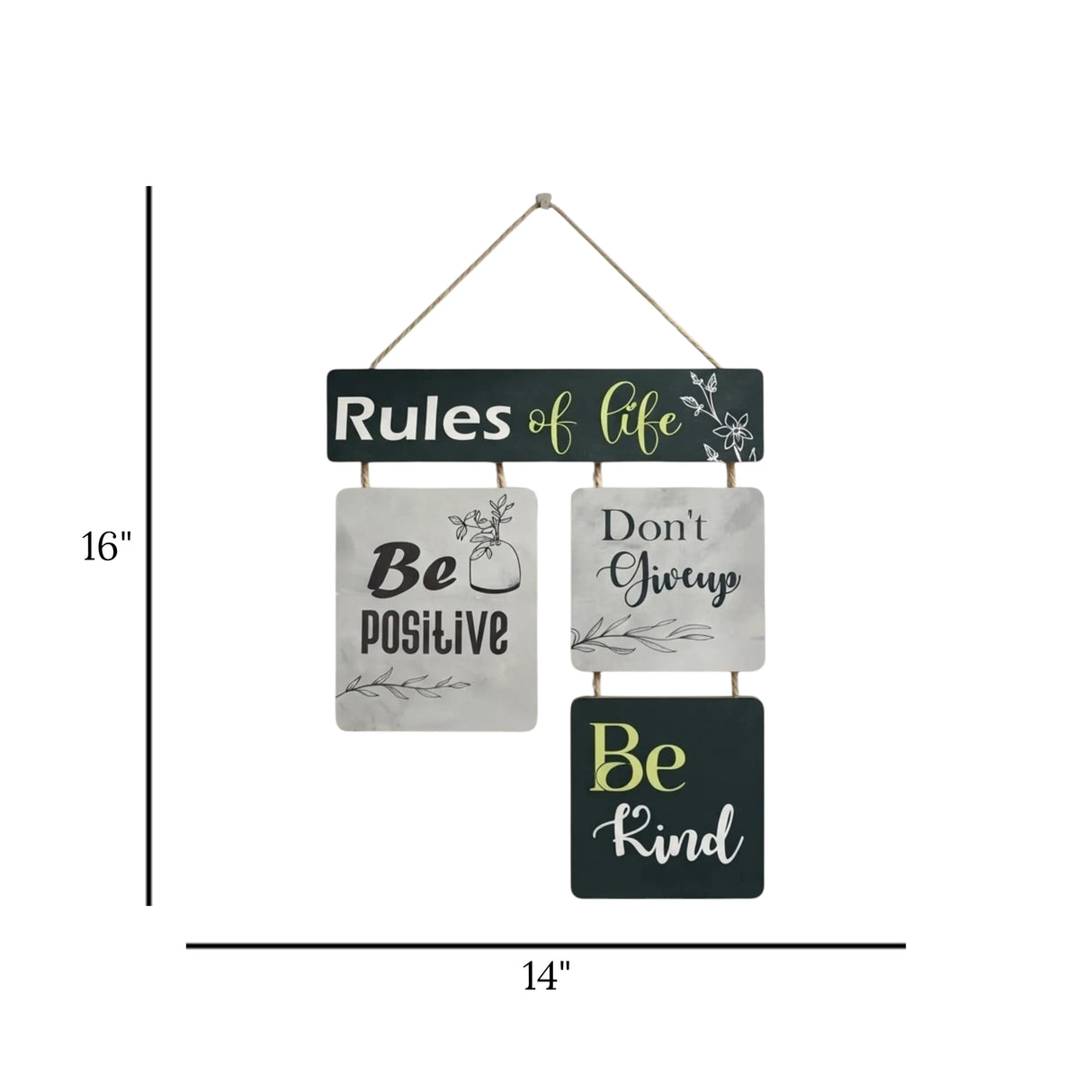 wall hanging quotation rules of life 4s 16"x14" china