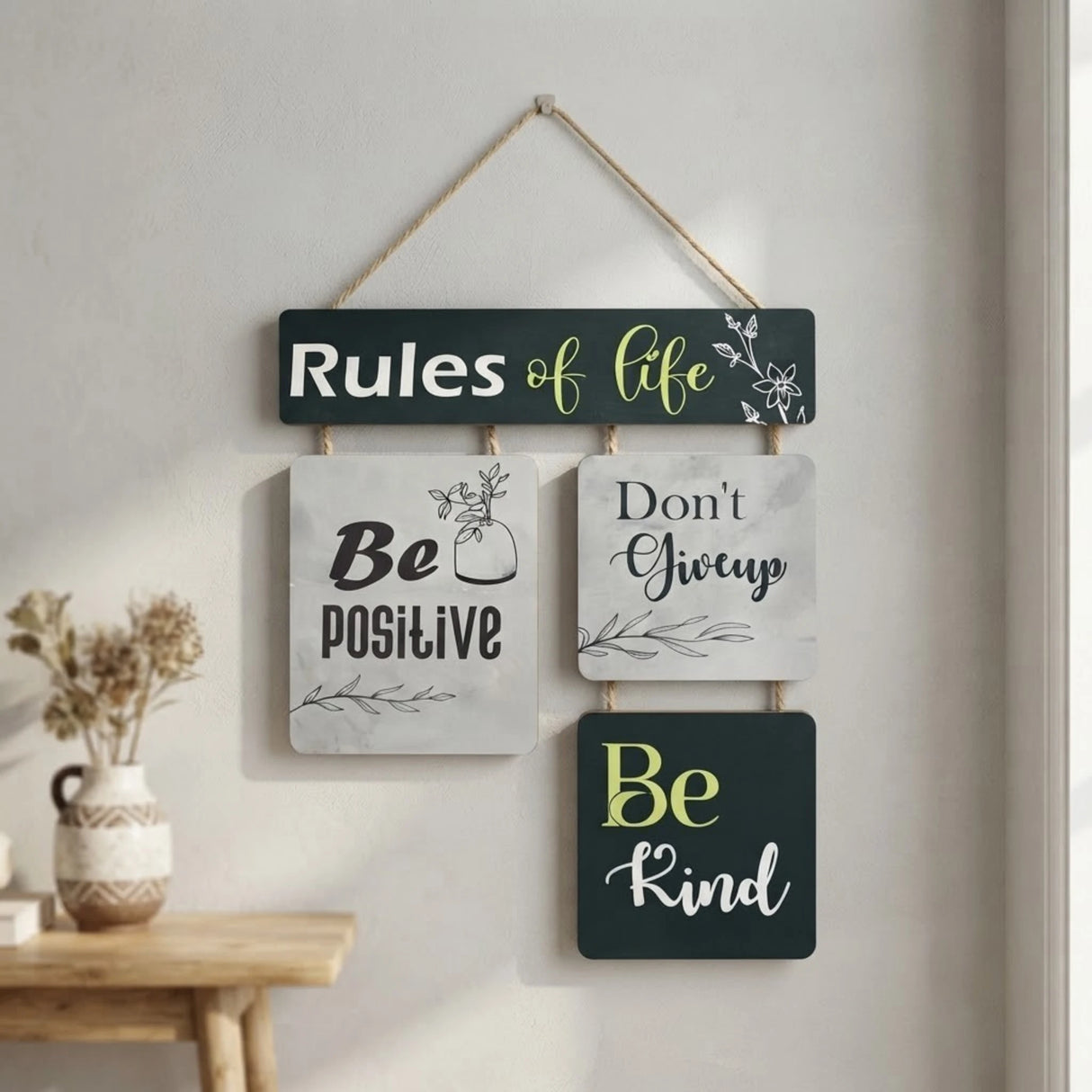 wall hanging quotation rules of life 4s 16"x14" china
