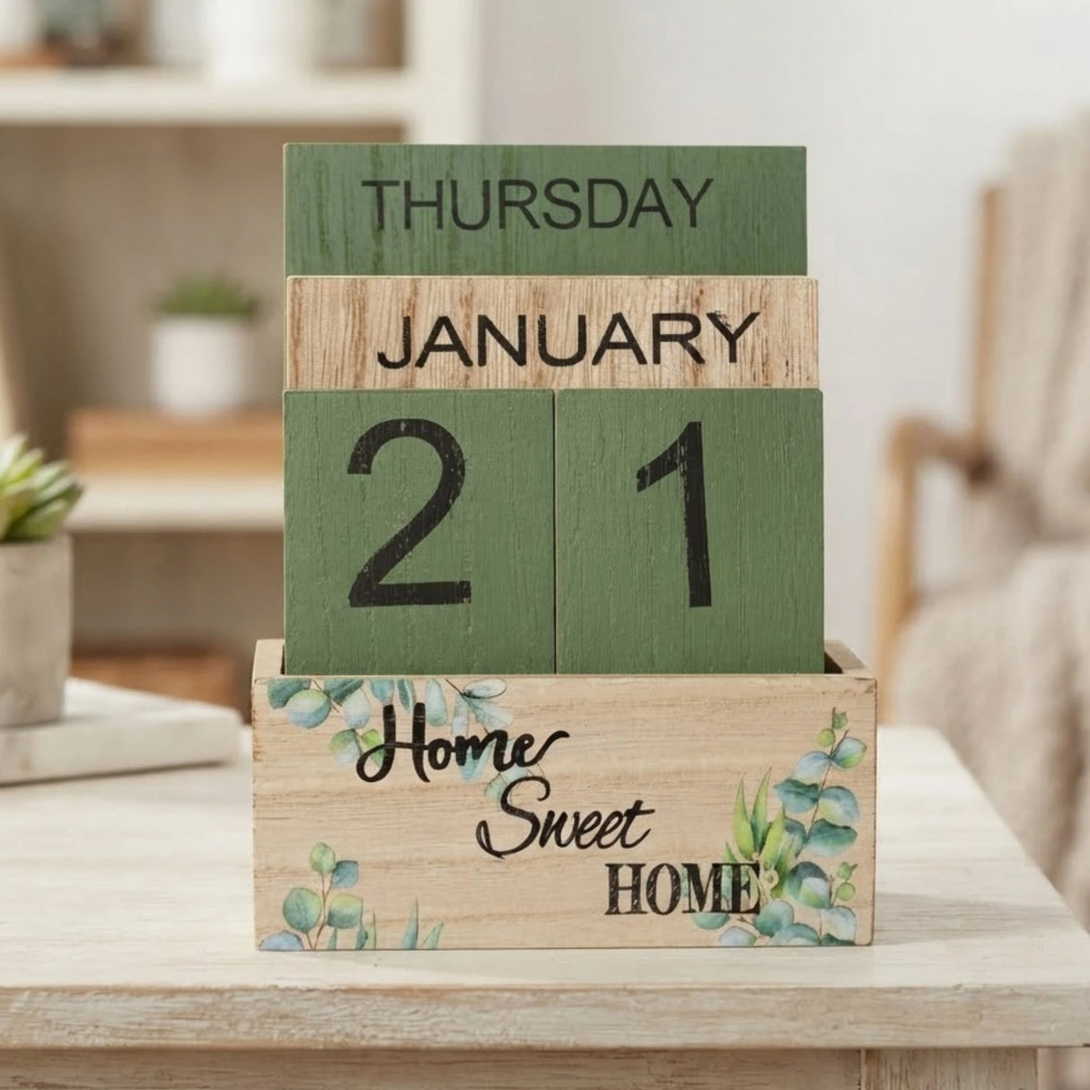 table wooden calendar green 6"x5" china