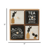 wooden 4 mini drawer black & white 9"x9" china