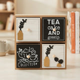wooden 4 mini drawer black & white 9"x9" china