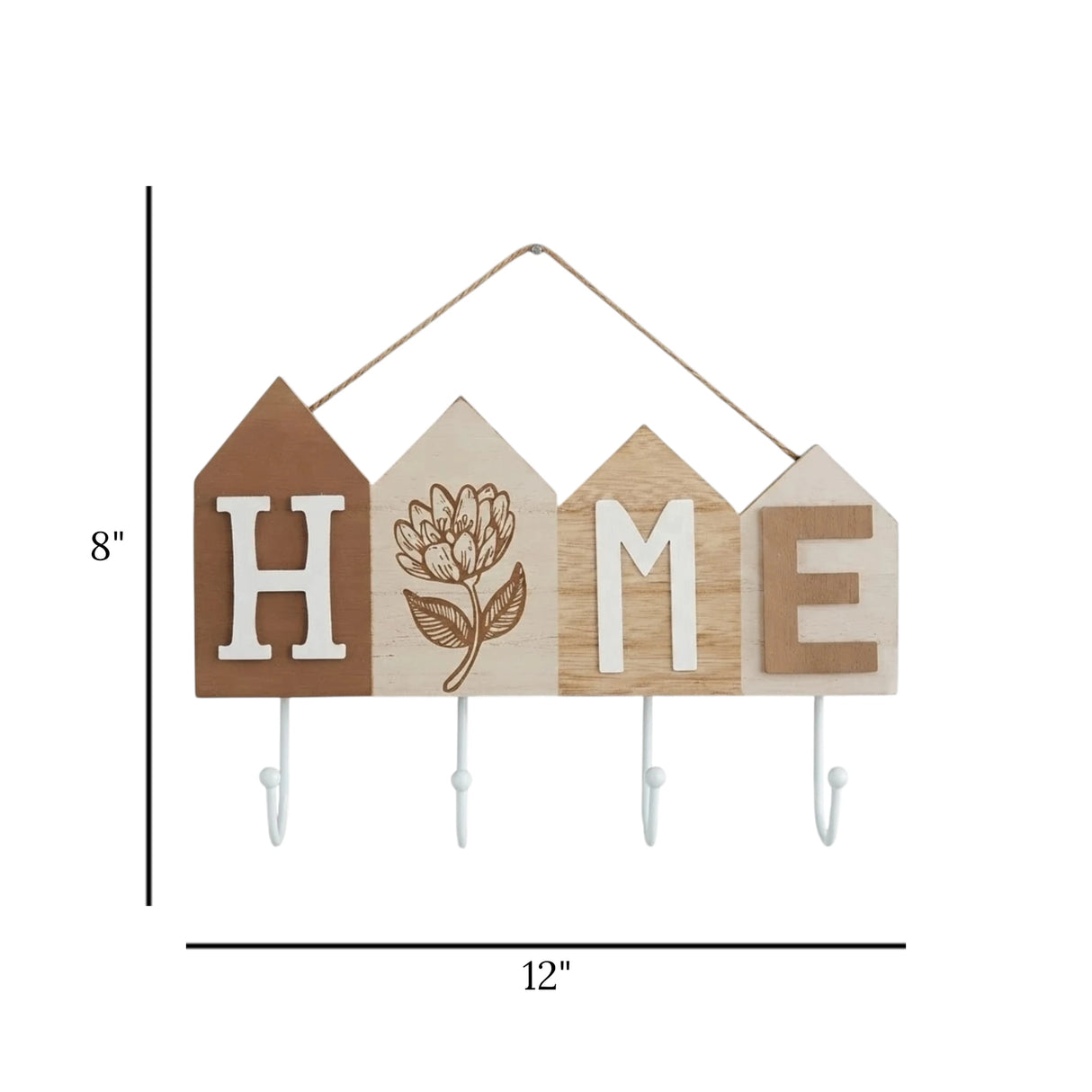 key hook wooden 4s home white 8"x12" china