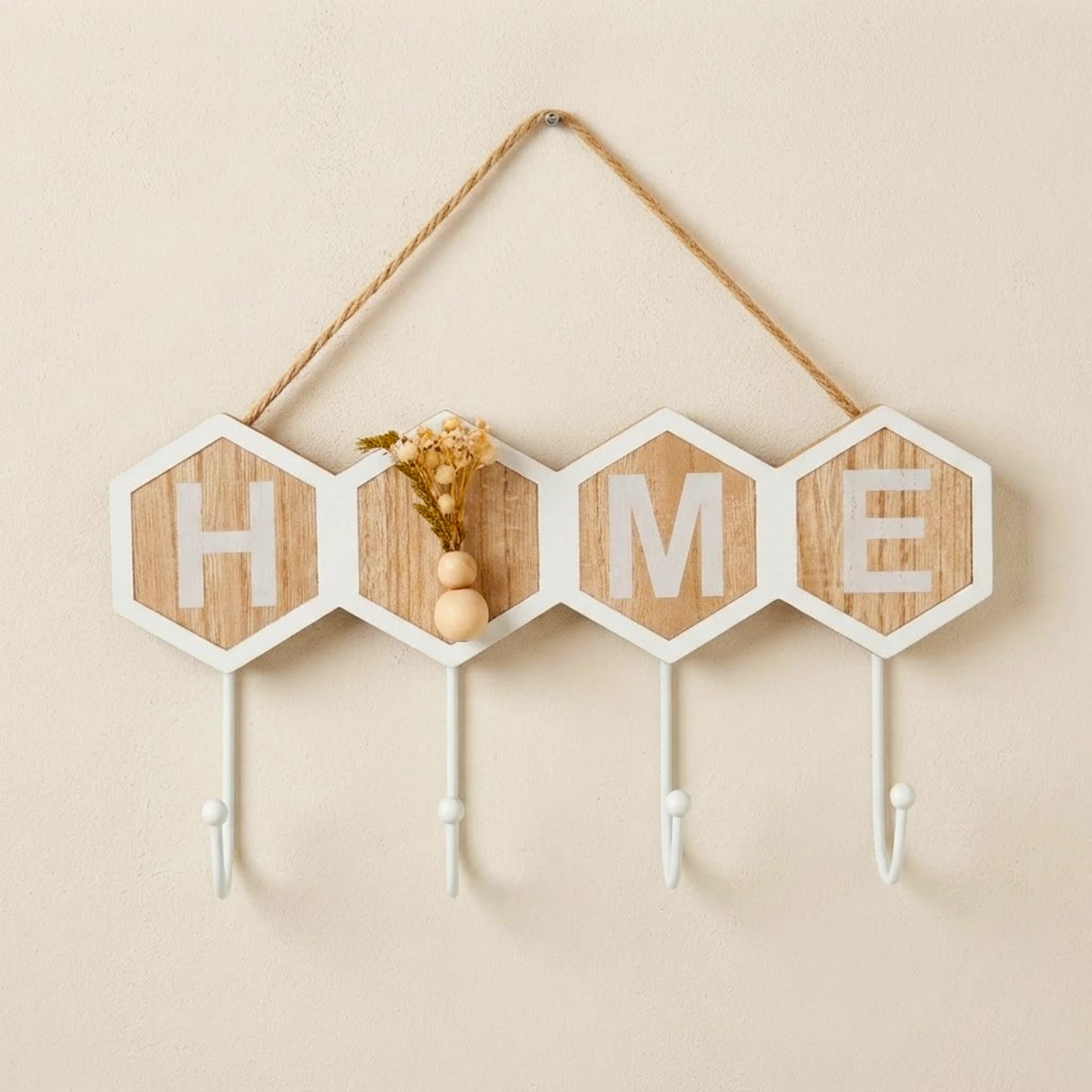 key hook wooden 4s home white & skin 12"x6.5" china