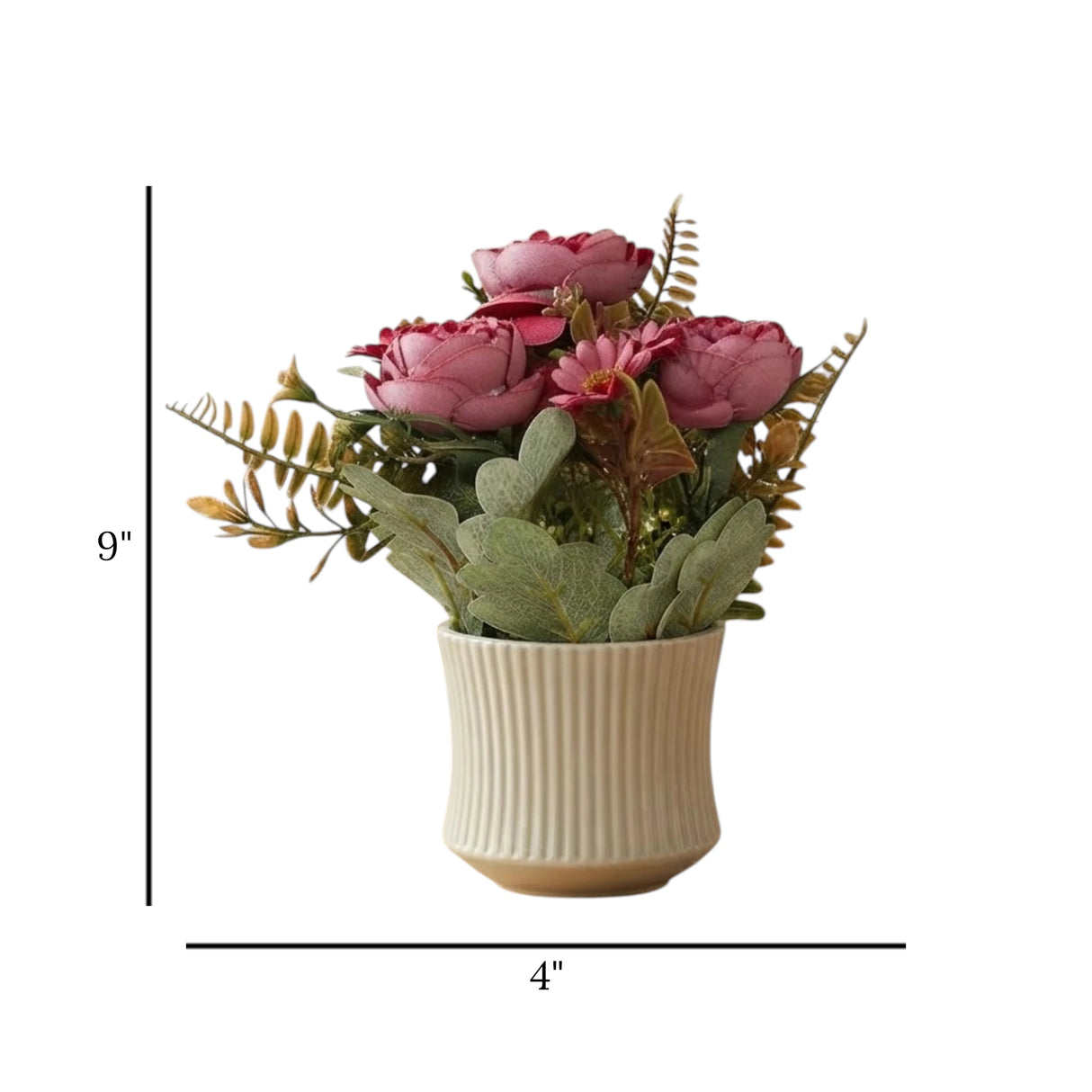 ceramic flower pot peony pink 9''x4'' china