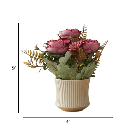 ceramic flower pot peony pink 9''x4'' china