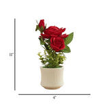 ceramic flower pot rose red 11''x4'' china