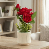ceramic flower pot rose red 11''x4'' china