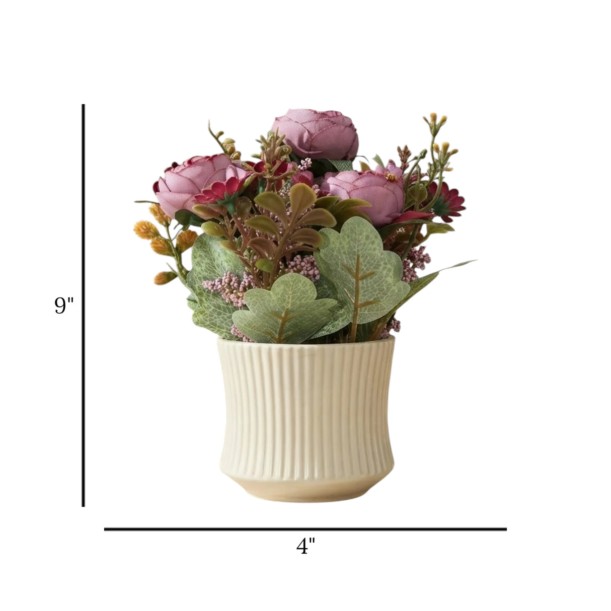CERAMIC FLOWER POT PEONY LAVENDER 9''X4'' CHINA