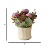 CERAMIC FLOWER POT PEONY LAVENDER 9''X4'' CHINA
