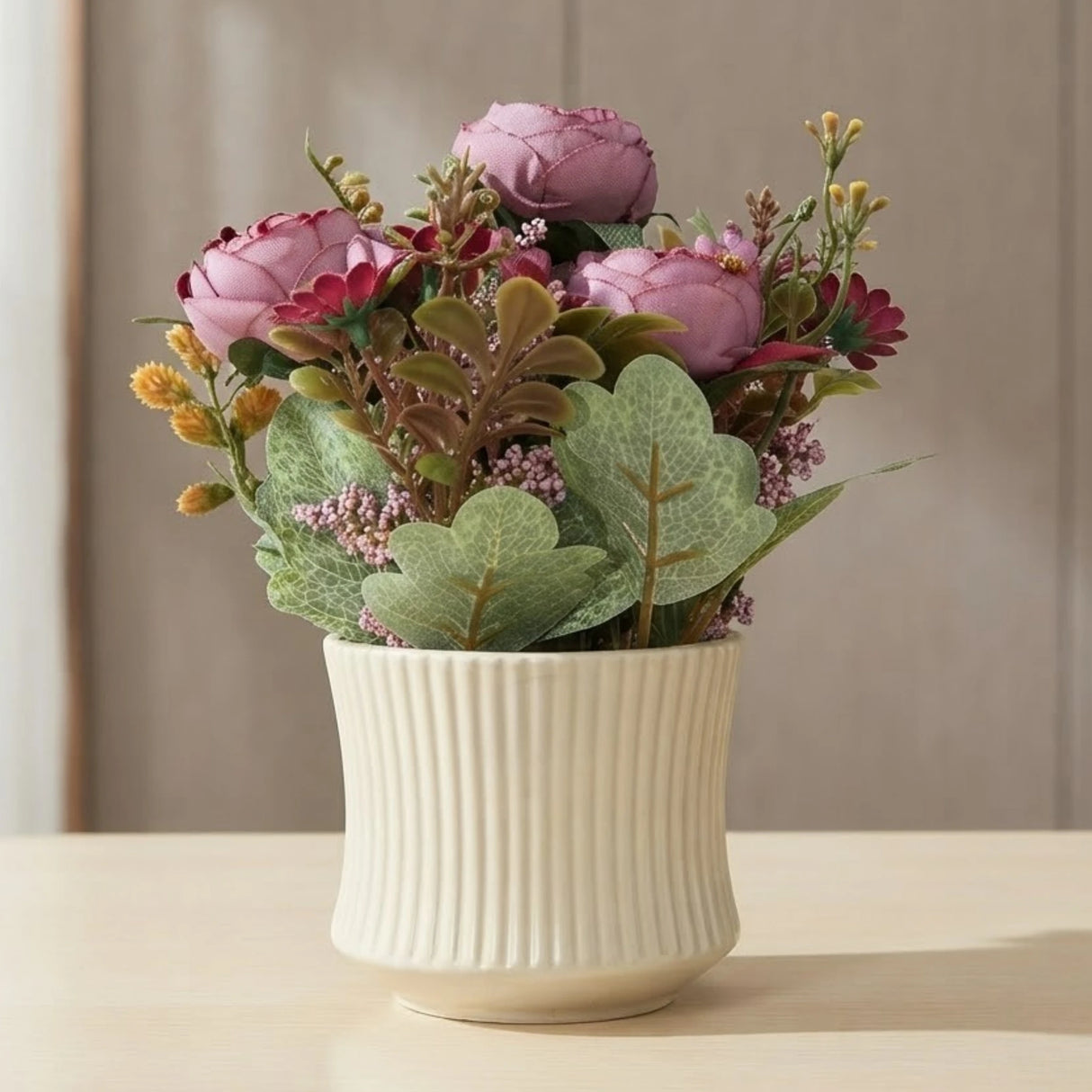 CERAMIC FLOWER POT PEONY LAVENDER 9''X4'' CHINA