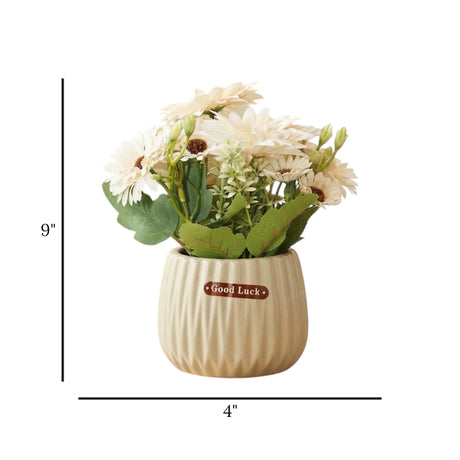 ceramic flower pot gerbera daisy  off white 9''x4'' china