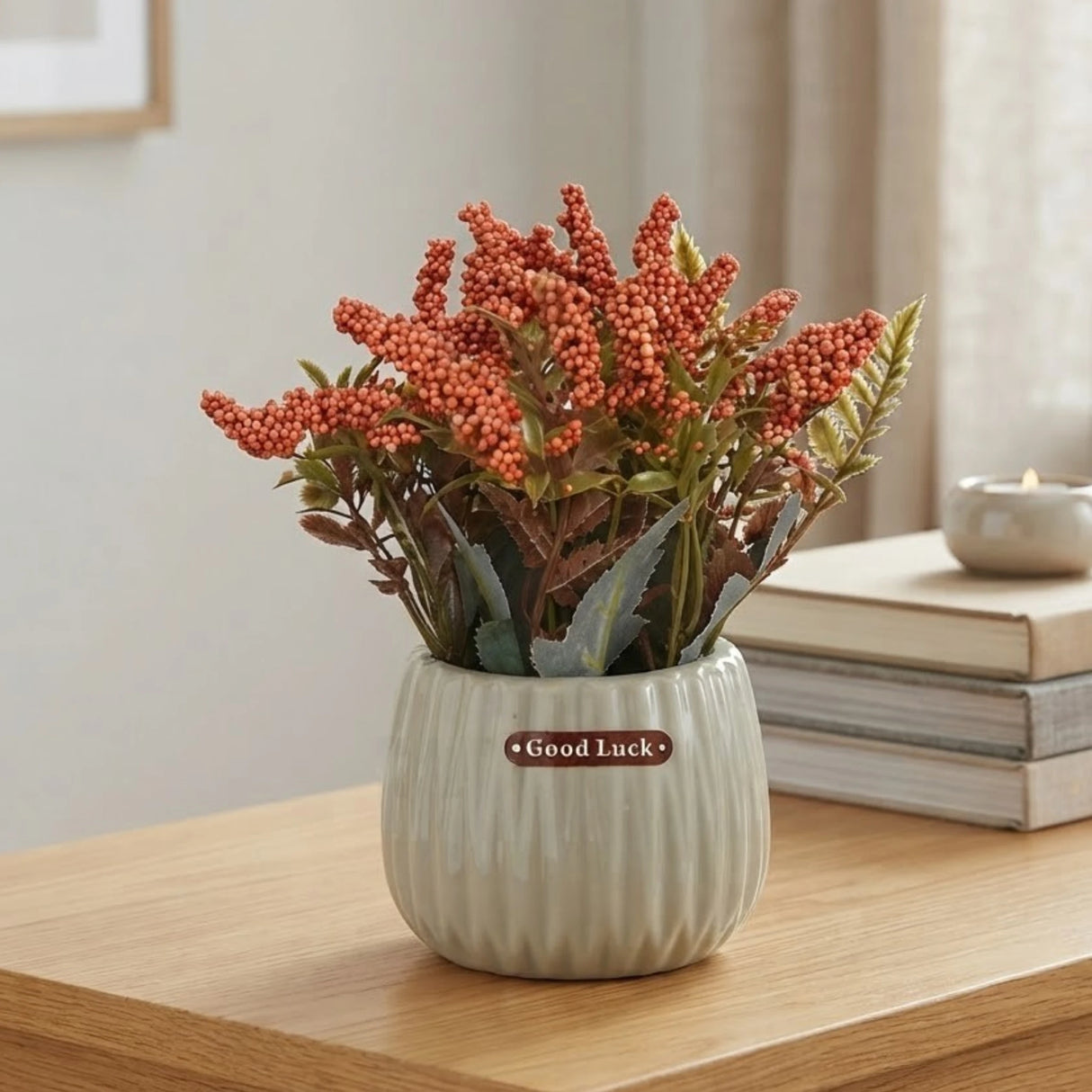 ceramic flower pot faux tail orange 9''x4.5'' china