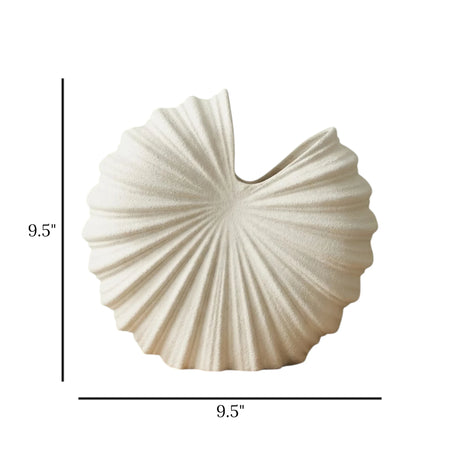 ceramic vase seashell white small 9.5''x9.5'' china