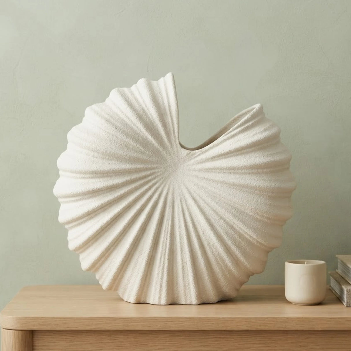 ceramic vase seashell white small 9.5''x9.5'' china