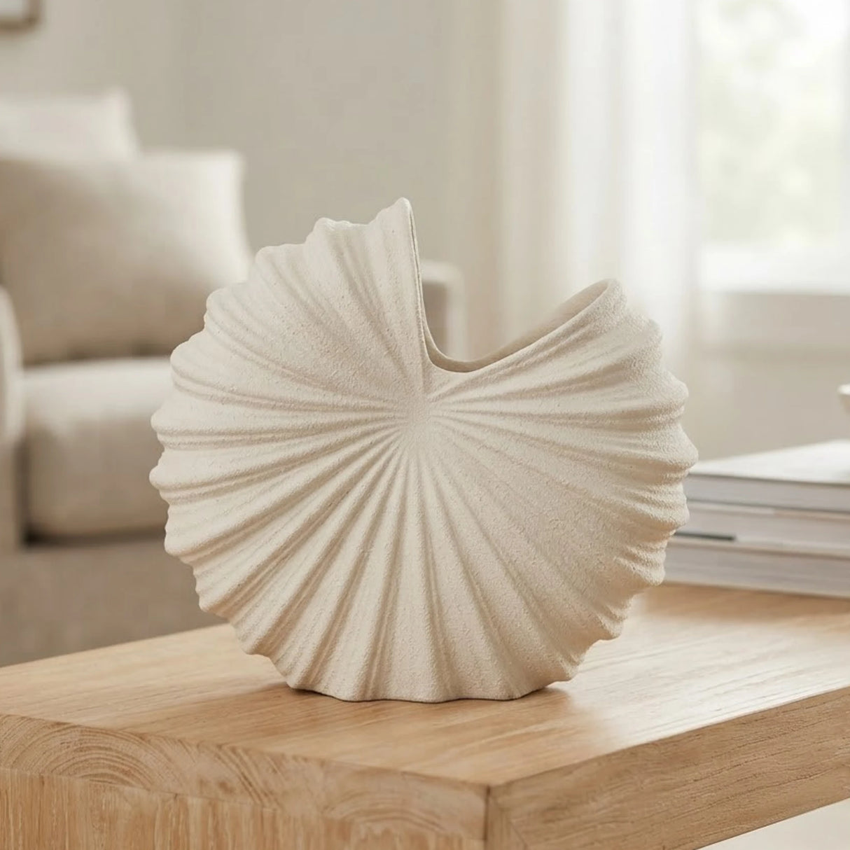 ceramic vase seashell white large 11''x11'' china