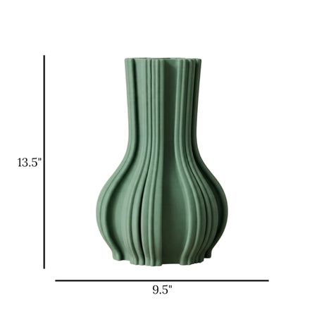 ceramic vase 3d vertical lines zinc 13.5"x9.5" china