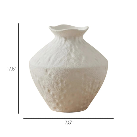 ceramic vase dots white small 7.5''x7.5'' china