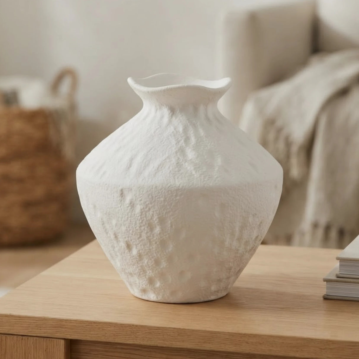 ceramic vase dots white small 7.5''x7.5'' china