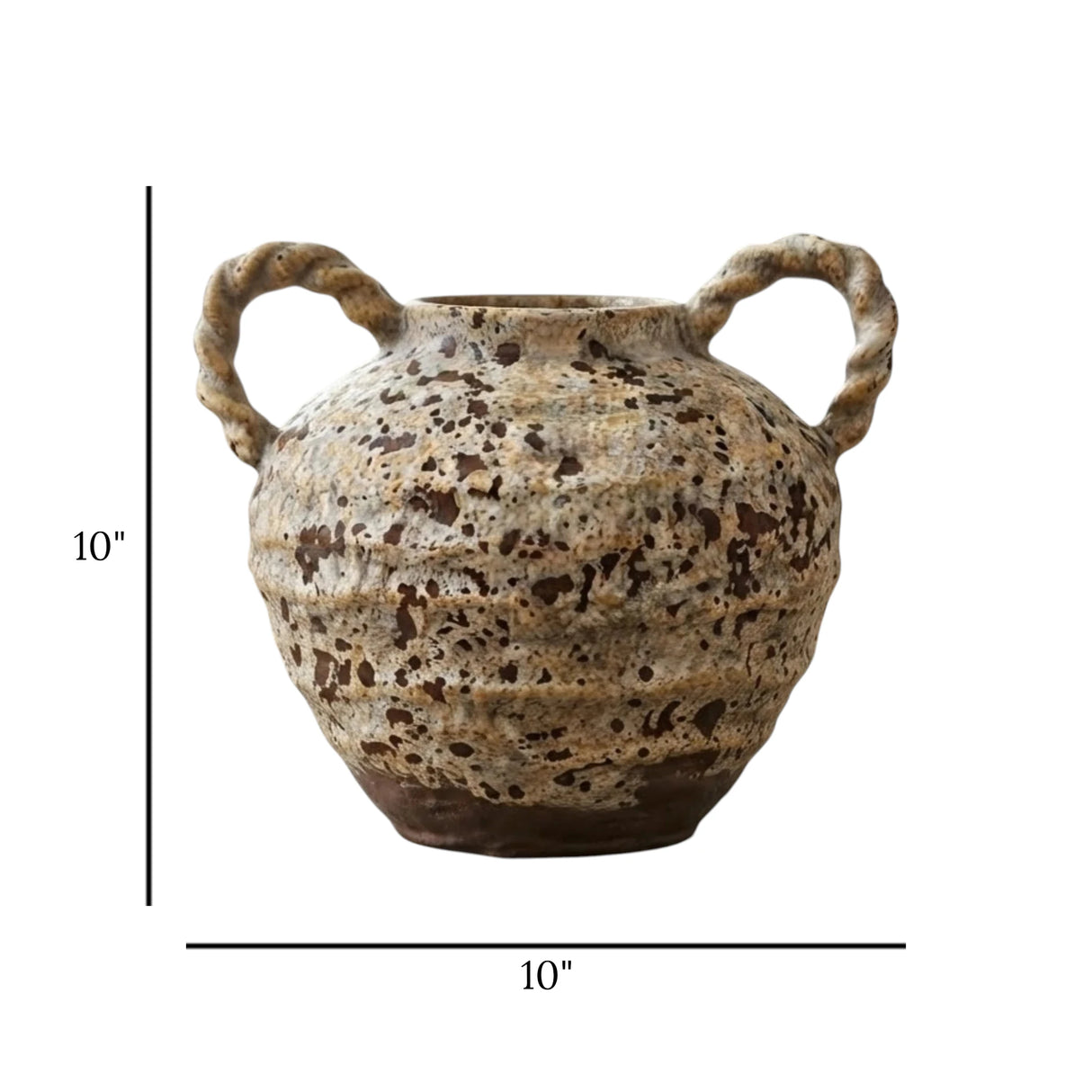 ceramic vase amphora dots brown 10"x10" china