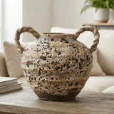 ceramic vase amphora dots brown 10"x10" china