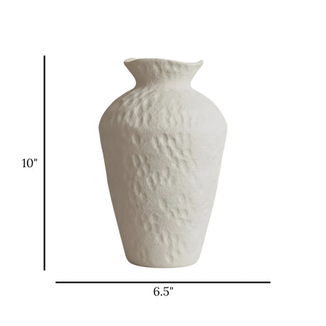 ceramic vase dots white large 10''x6.5'' china