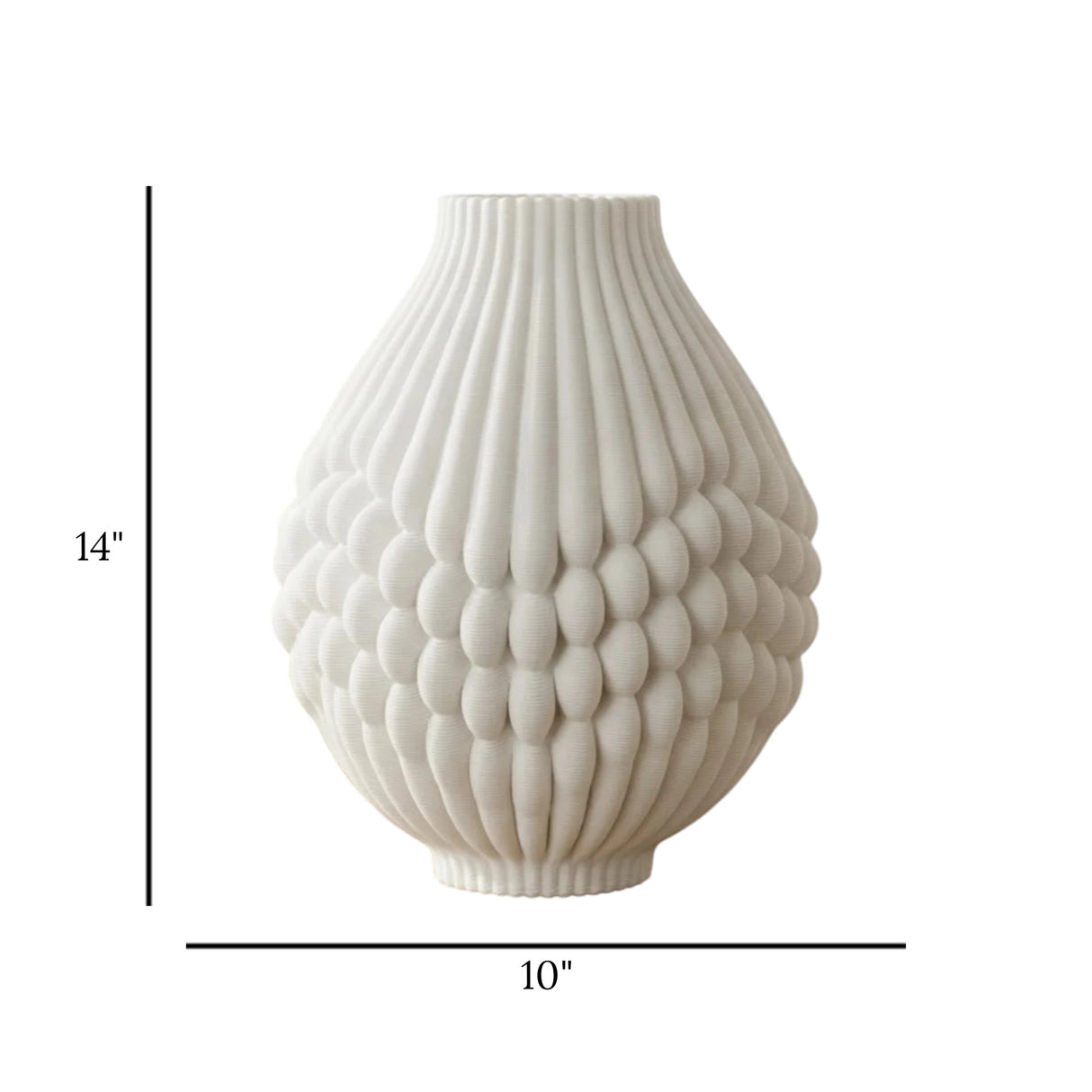 ceramic vase drip lines white 14''x10'' china
