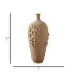 ceramic olphe sculptured pottery vase light brown 17"x7" china