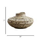 ceramic vase seashell dots brown 7"x10" china