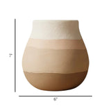 ceramic vase round bellied 2tone dusty 7"x6" china