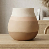 ceramic vase round bellied 2tone dusty 7"x6" china