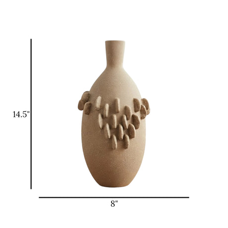 desert pebble vase light brown 14.5"x8" china