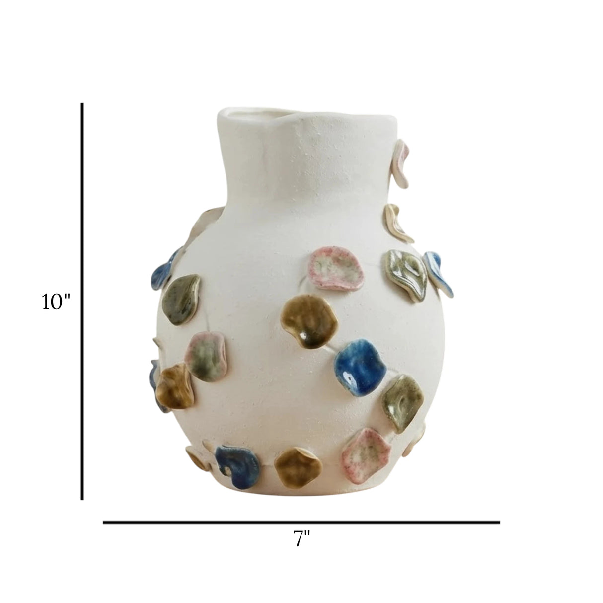 ceramic olphe sculptured pottery vase white small 10"x7" china