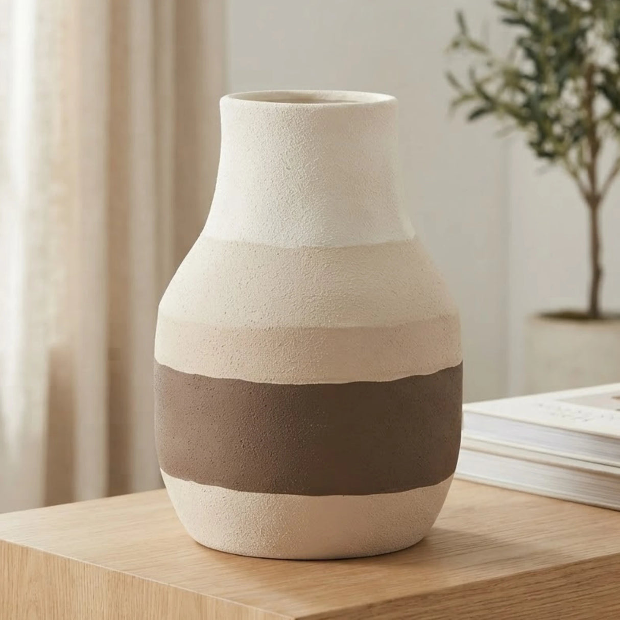 ceramic vase round bellied 2 tons dusty 11"x7" small china