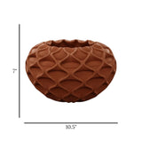 ceramic bowl embossed geometric brown 7"x10.5" china