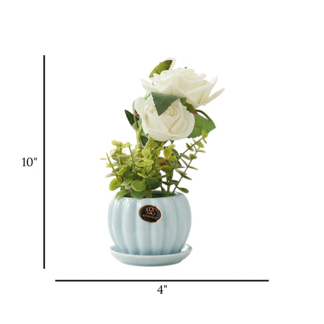 ceramic flower pot rose white 10"x4" china