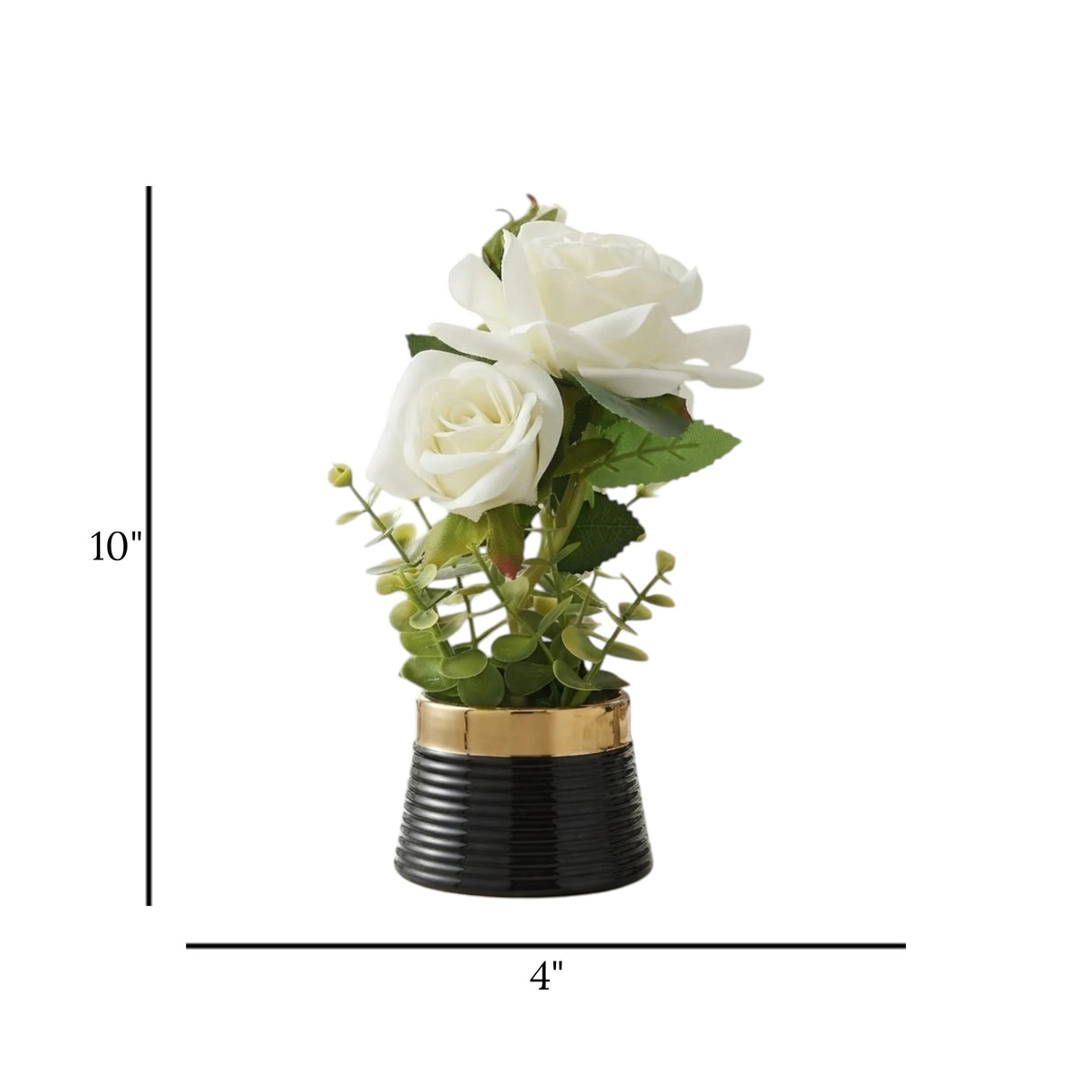 ceramic flower pot rose white 10"x4" china