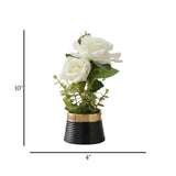 ceramic flower pot rose white 10"x4" china