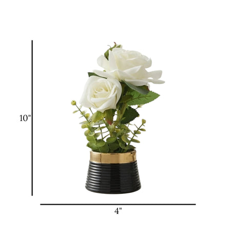 ceramic flower pot rose white 10"x4" china